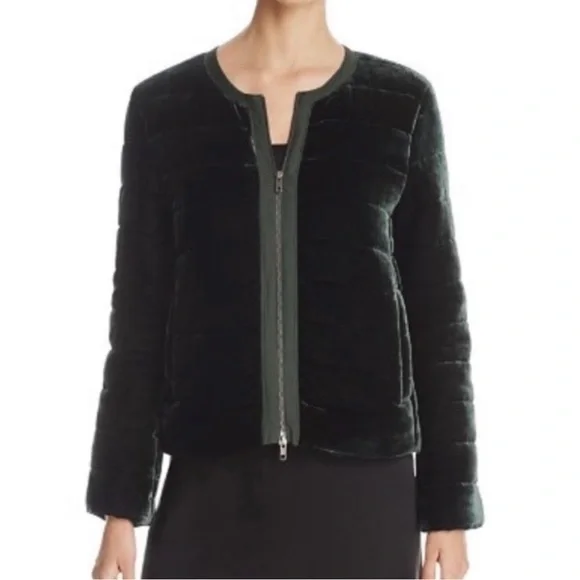 Eileen Fisher Emerald Green Fully Lined Quilted Zip Front Jacket Sz.S/P